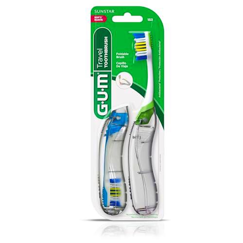 GUM Cepillo de dientes de viaje con cerdas y mango plegable