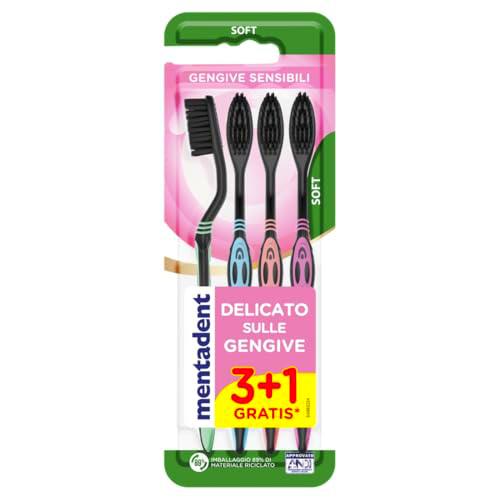 Mentadent Cepillo de dientes encías sensibles 3+1