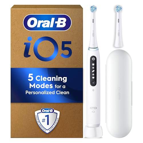 Oral-B Cepillo de dientes eléctrico iO 5 blanco, 2 cabezales de cepillo de dientes