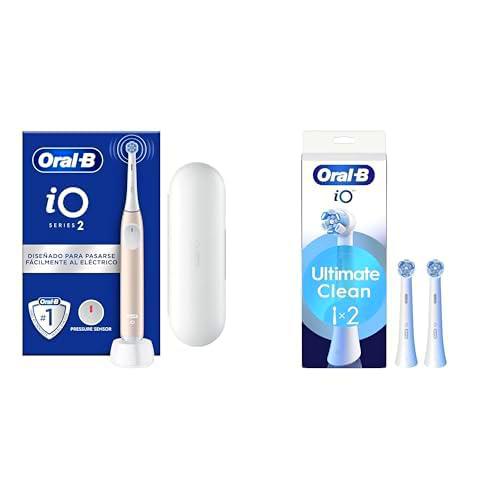 Oral-B iO 2 Cepillo de Dientes Eléctrico Rosa Suave Con Estuche De Viaje + 3 Cabezales De Recambio Blancos Oral-B iO