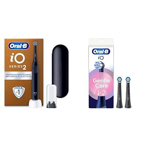 Oral-B iO 2 Cepillo de Dientes Eléctrico Negro Noche Con Estuche De Viaje y Soporte de Recambios + 3 Cabezales De Recambio Negros Oral-B iO
