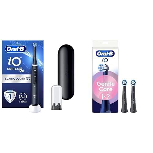 Oral-B iO 5 Cepillo De Dientes Eléctrico Negro Con Estuche De Viaje + 3 Cabezales De Recambio Originales Negros Oral-B iO