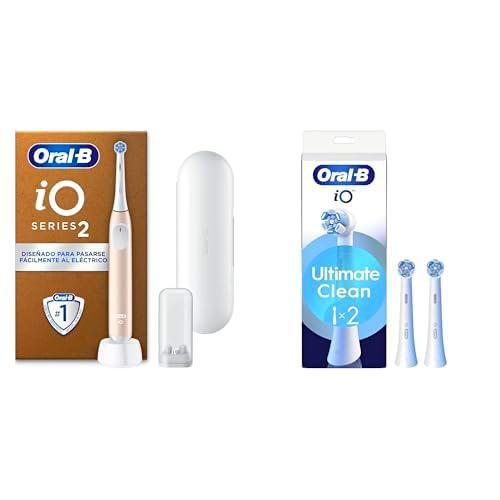 Oral-B iO 2 Cepillo de Dientes Eléctrico Rosa Suave Con Estuche De Viaje y Soporte De Recambios De Viaje + 3 Cabezales De Recambio Blancos Oral-B iO