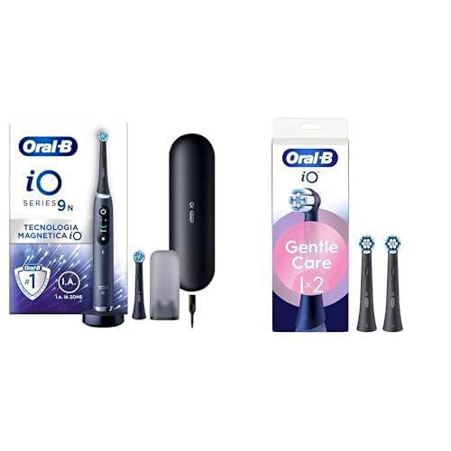 Oral-B iO 9 Cepillo de Dientes Eléctrico Negro Con Estuche Cargador de Viaje Negro + 4 Cabezales De Recambio Negros Oral-B iO