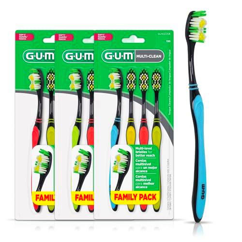 GUM - cepillo para polvo de dientes multilimpieza, cerdas suaves de varios niveles