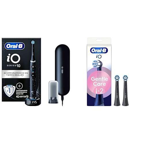 Oral-B iO 10 Cepillo de Dientes Eléctrico Negro Con Estuche Cargador de Viaje + 3 Cabezales De Recambio Negros Oral-B iO