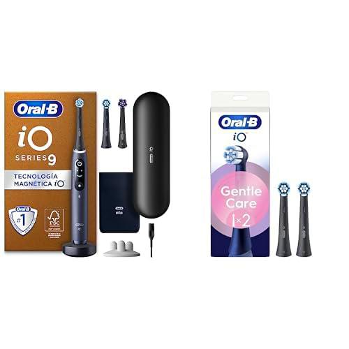 Oral-B iO 9 Cepillo de Dientes Eléctrico Negro Con Estuche Cargador de Viaje + 5 Cabezales De Recambio Negros Oral-B iO