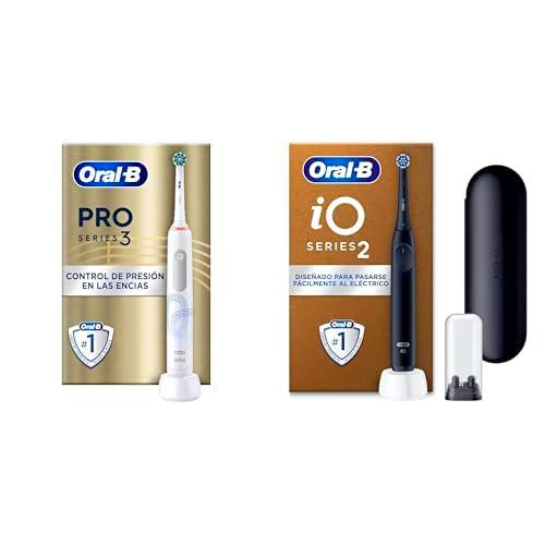 Oral-B Pro Series 3 Cepillo de Dientes Eléctrico + Oral-B iO 2 Cepillo de Dientes Eléctrico Negro Noche Con 1 Cabezal