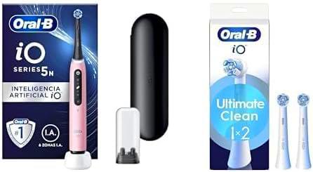 Oral-B iO 5N Cepillo de Dientes Eléctrico Rosa Con Estuche De Viaje + 3 Cabezales De Recambio Oral-B iO Ultimate Clean