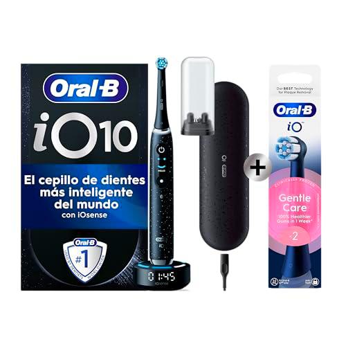 Oral-B iO 10 Cepillo de Dientes Eléctrico Negro Edición Especial Con Estuche Cargador de Viaje + 3 Cabezales De Recambio Negros Oral-B iO