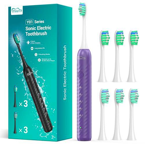 Cepillo de dientes eléctrico para adultos con 6 cabezales de cepillo