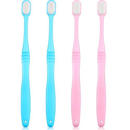 4 Cepillos de Dientes Extra Suaves Cepillo de Dientes de Micro Nano Cepillo de Dientes Manual con 20,000 Cerdas para Encías Frágiles Niños Adultos