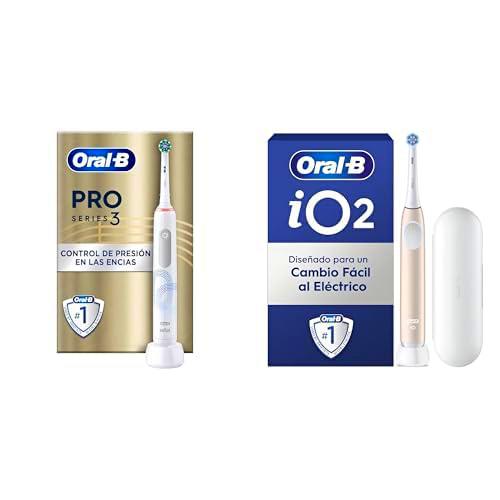 Oral-B Pro Series 3 Cepillo de Dientes Eléctrico + Oral-B iO 2 Cepillo de Dientes Eléctrico Rosa Suave con Estuche de Viaje