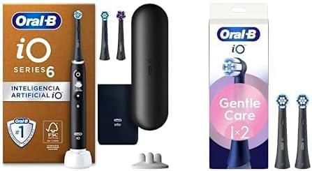 Oral-B iO 6N Cepillo de Dientes Eléctrico Negro Con Estuche de Viaje + 5 Cabezales De Recambio Negros Oral-B iO