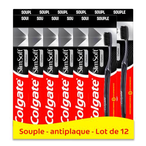 COLGATE - Cepillo de dientes manual delgado suave de carbón