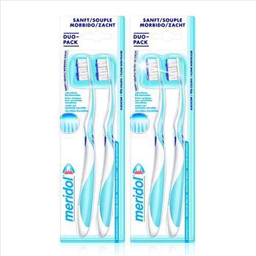 meridol 4 cepillos de dientes de mano para una limpieza suave de los dientes en el borde de las encías
