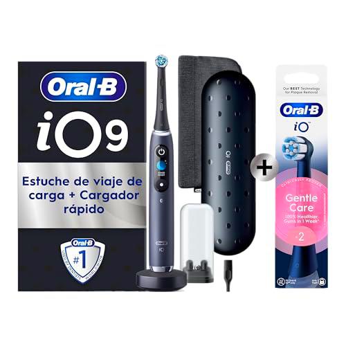 Oral-B iO 9 Cepillo de Dientes Eléctrico Negro Con Estuche Cargador de Viaje + 3 Cabezales De Recambio Negros Oral-B iO