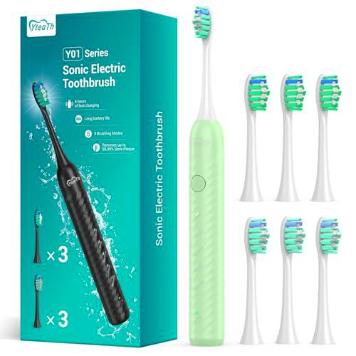 Cepillo de dientes eléctrico para adultos con 6 cabezales de cepillo