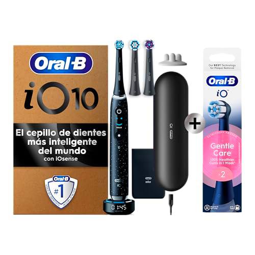 Oral-B iO 10 Cepillo de Dientes Eléctrico Negro Con Estuche Cargador de Viaje + 5 Cabezales De Recambio Negros Oral-B iO