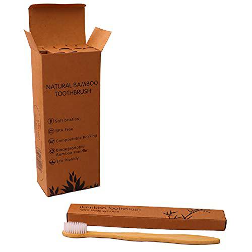 DIVCHI Paquete de 10 cepillos de Dientes de bambú, cepillos de Dientes de Madera