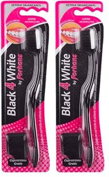 Forhans Black4White Blanqueamiento Cepillo de dientes con partículas de carbón activado 1 Pieza (Paquete de 2)