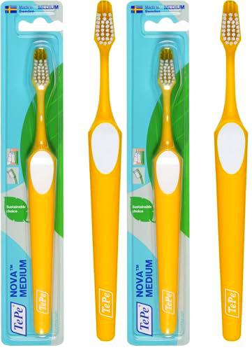 TePe Nova - Cepillo de dientes de textura mediana/Cepillo manual para adultos/disponible en distintos texturas (Paquete de 2)