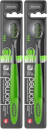 Biomed Cepillo de dientes de carbón negro | Cerdas medianas con puntas redondeadas