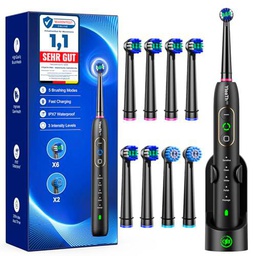 Cepillos de dientes eléctricos giratorios para adultos y niños con 8 cabezales (2 tipos)