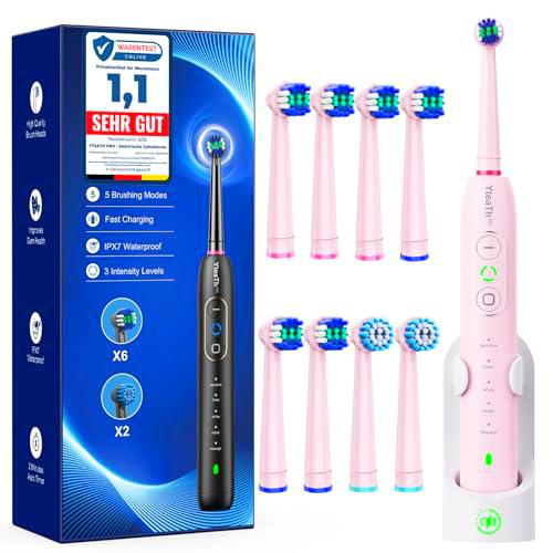 Cepillos de dientes eléctricos giratorios para adultos y niños con 8 cabezales (2 tipos)