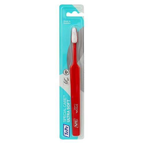 TePeSpecial Care Cepillo de dientes ultra-suave/Cepillo manual para tejido bucal sensible/Indicado para uso post-operatorio/Tamaño regular/Color rojo